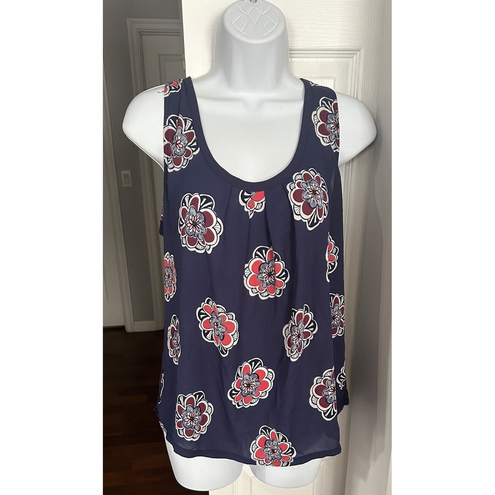 Express Floral Sleeveless Blue Top - Size Medium M